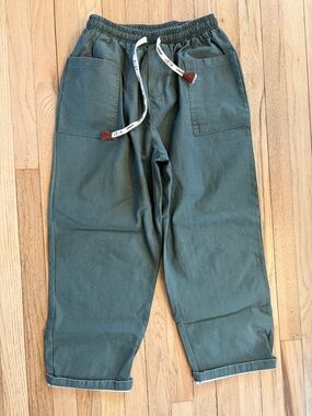 Men's Kidoriman Olive Cargo Drawstring Pants with Front Patch Pockets